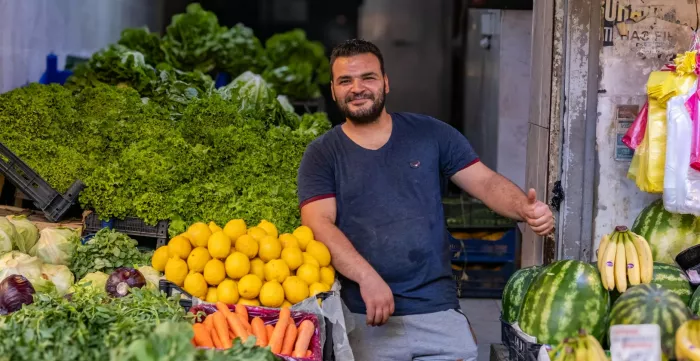 Fruit and vegetable stand worker in turkey