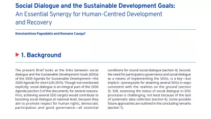 Cover page of the ILO Brief "Social Dialogue and the Sustainable Development Goals"